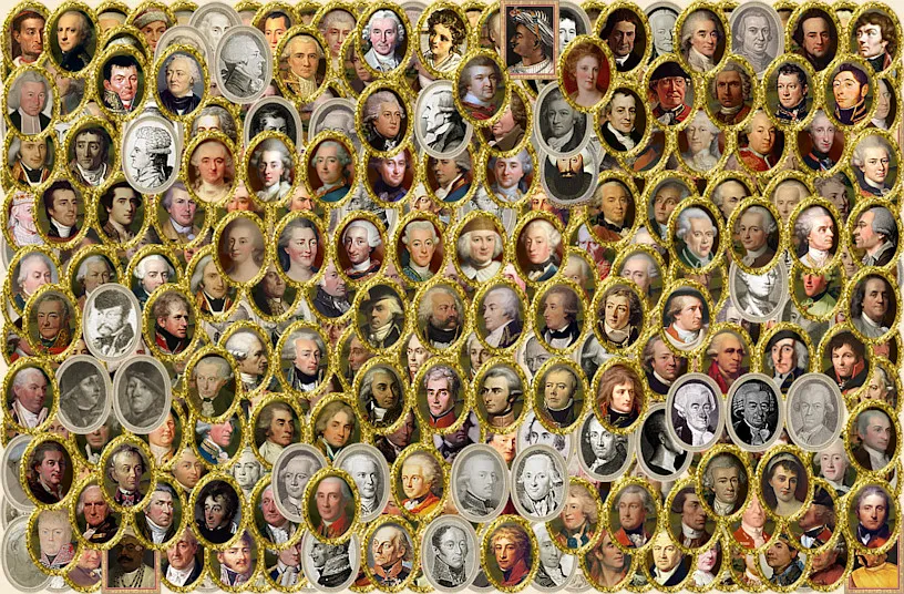 Collage of hundreds of historical portraits that appear in the mod