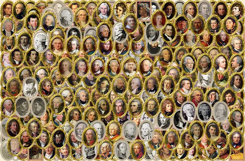 Collage of hundreds of historical portraits that appear in the mod